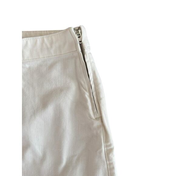 J.Crew White Denim Mini Skirt Size 27 Lace-Up Front Frayed Hem Side Zip - Picture 5 of 6